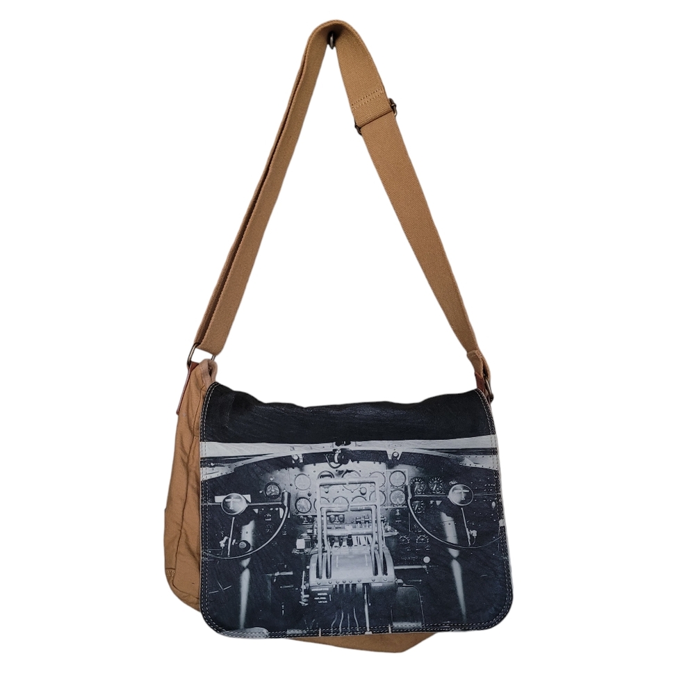 Boeing canvas and leather crossbody bag